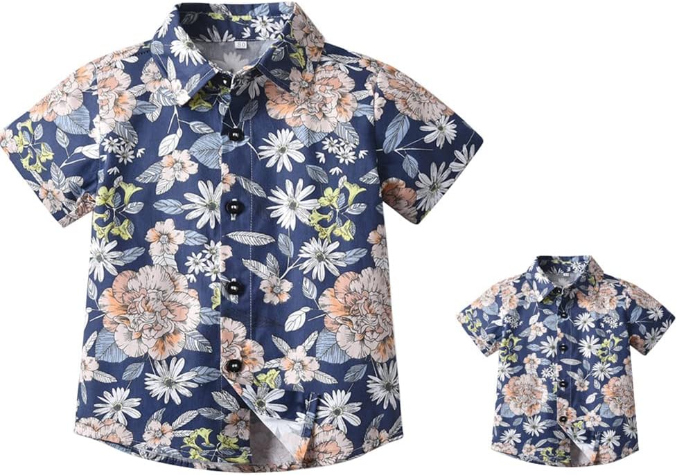 Daddy and Me Matching Outfits Hawaiian Father and Son Matching Shirts for Family Photoshoot Summer Men Boys Father's Day Tops
