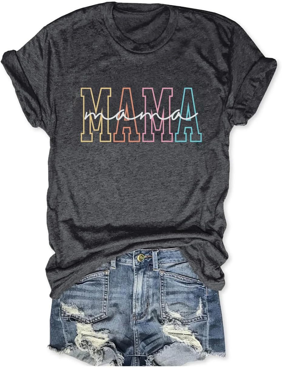 Womens Boy Mama Shirt Casual Letter Printed Boy Mom T-Shirts Short Sleeve Mother's Day Graphic Tee Tops Mother Shirt