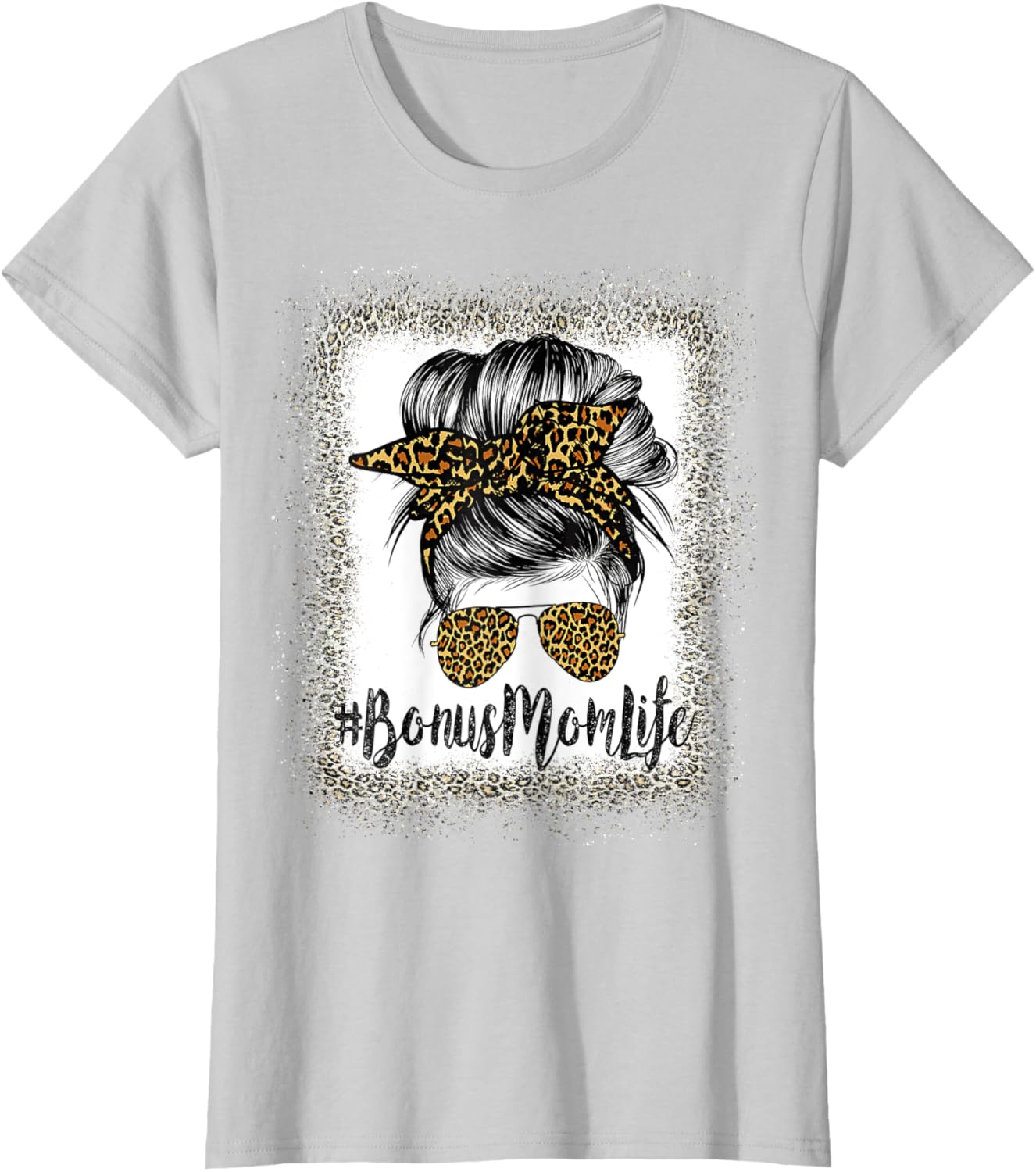 Bonus Mom Life Hair Bandana Glasses Leopard Mother's Day T