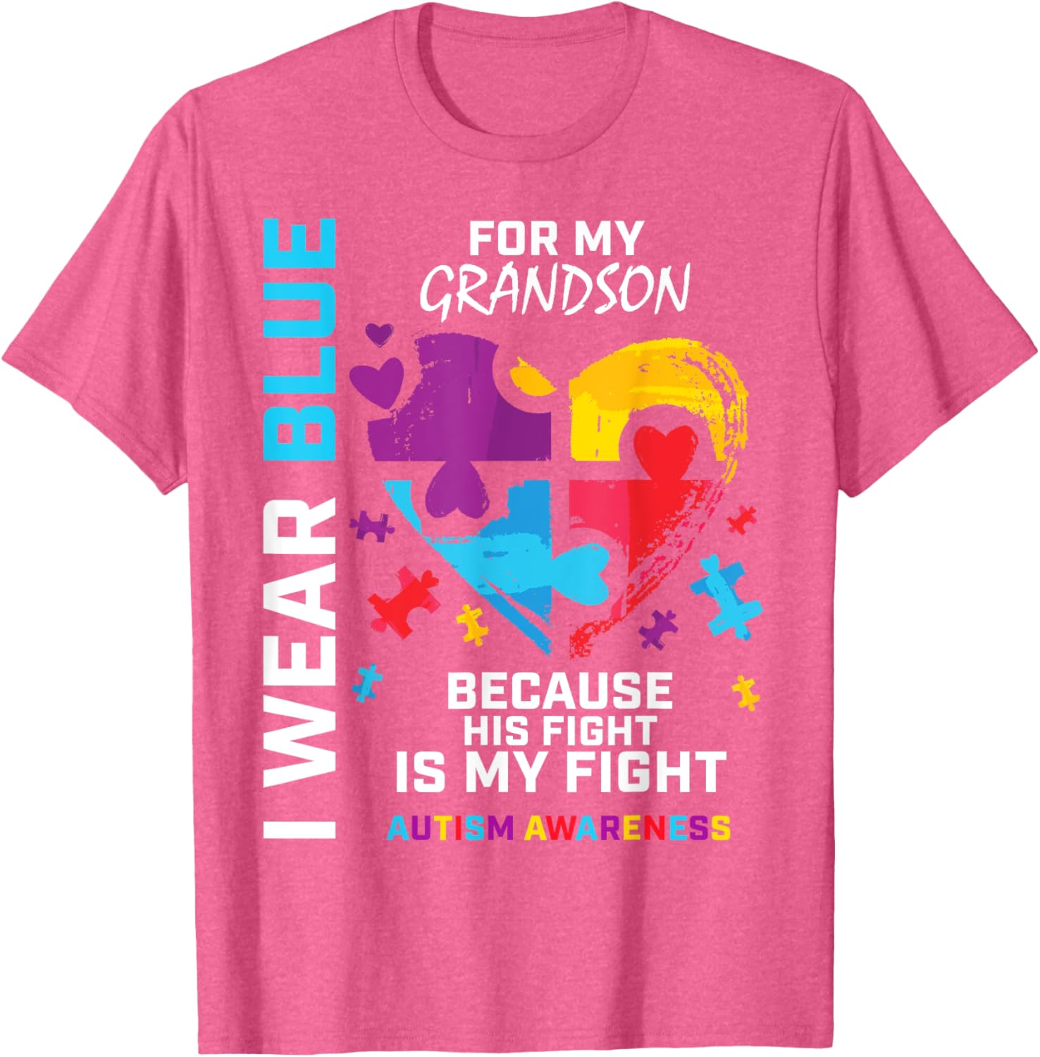 Grandma Grandpa I Wear Blue For My Grandson Autism Awareness