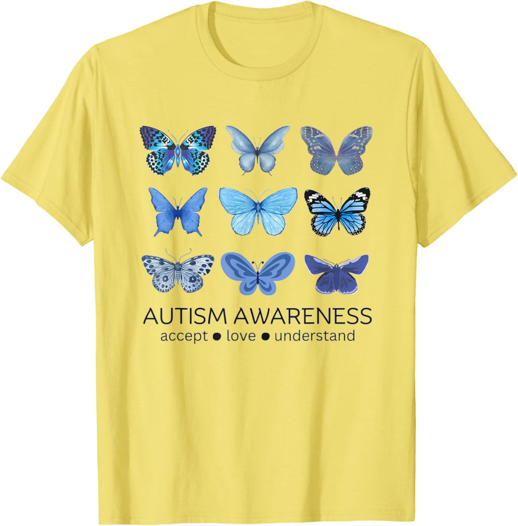 Women In April We Wear Blue Butterfly Autism Mental Health