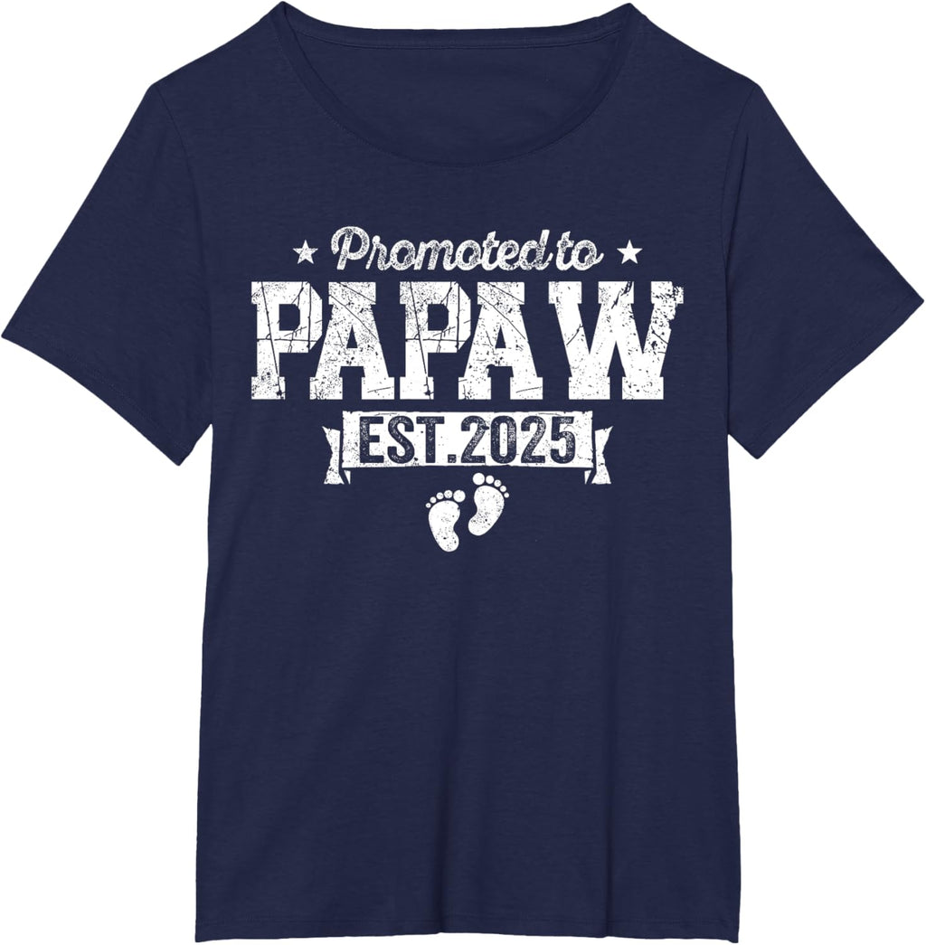 Retro Promoted To Papaw 2025 New Papaw First Father's Day T-Shirt, Small, Black
