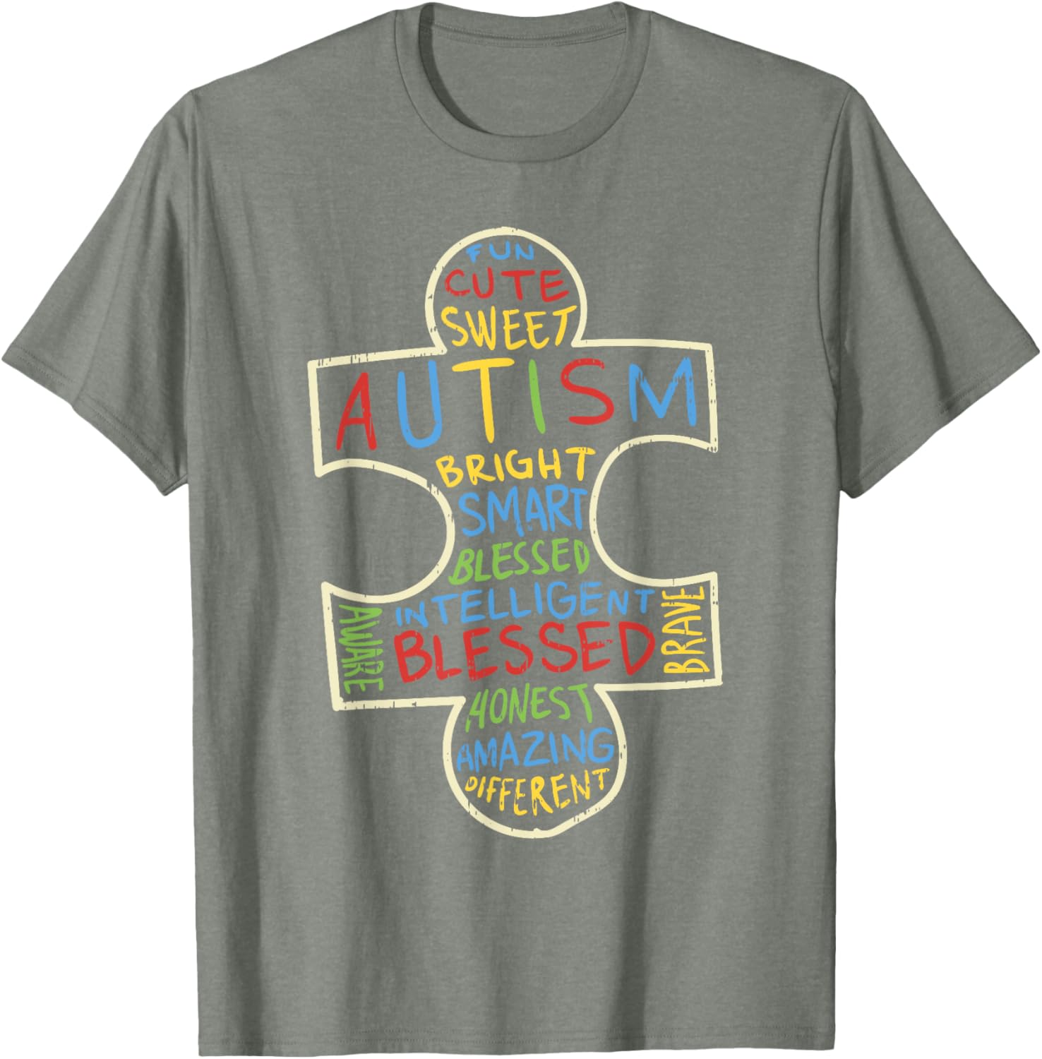 Autism Awareness Shirt Puzzle Piece Words Autistic Gift