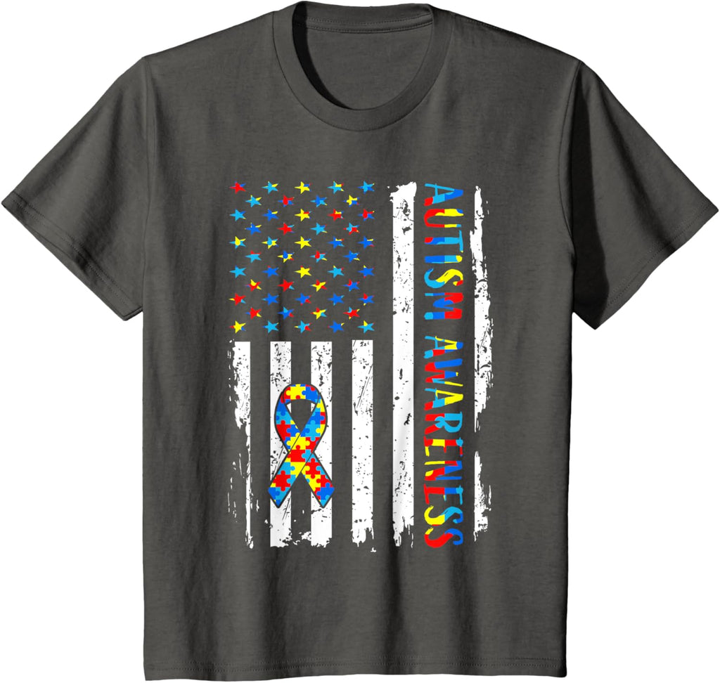 Autism Awareness Mom Dad USA flag Autistic Awareness Autism