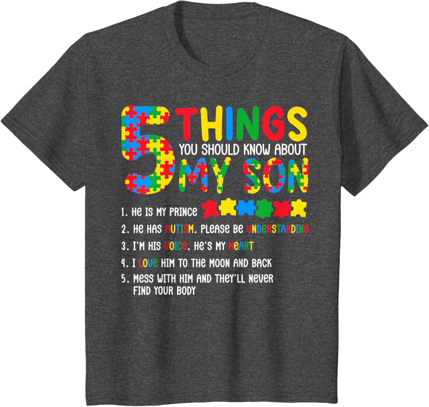 Autism Awareness Shirt 5 Things You Should Know About My Son