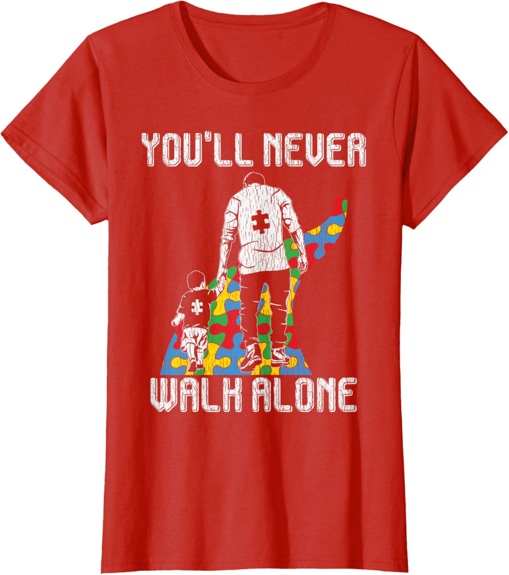 Vintage Father Son Family Autistic Kids Autism Awareness Dad