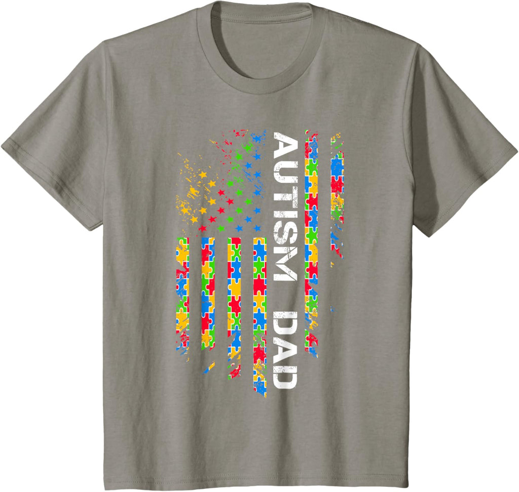 Autism Dad Awareness American Flag USA