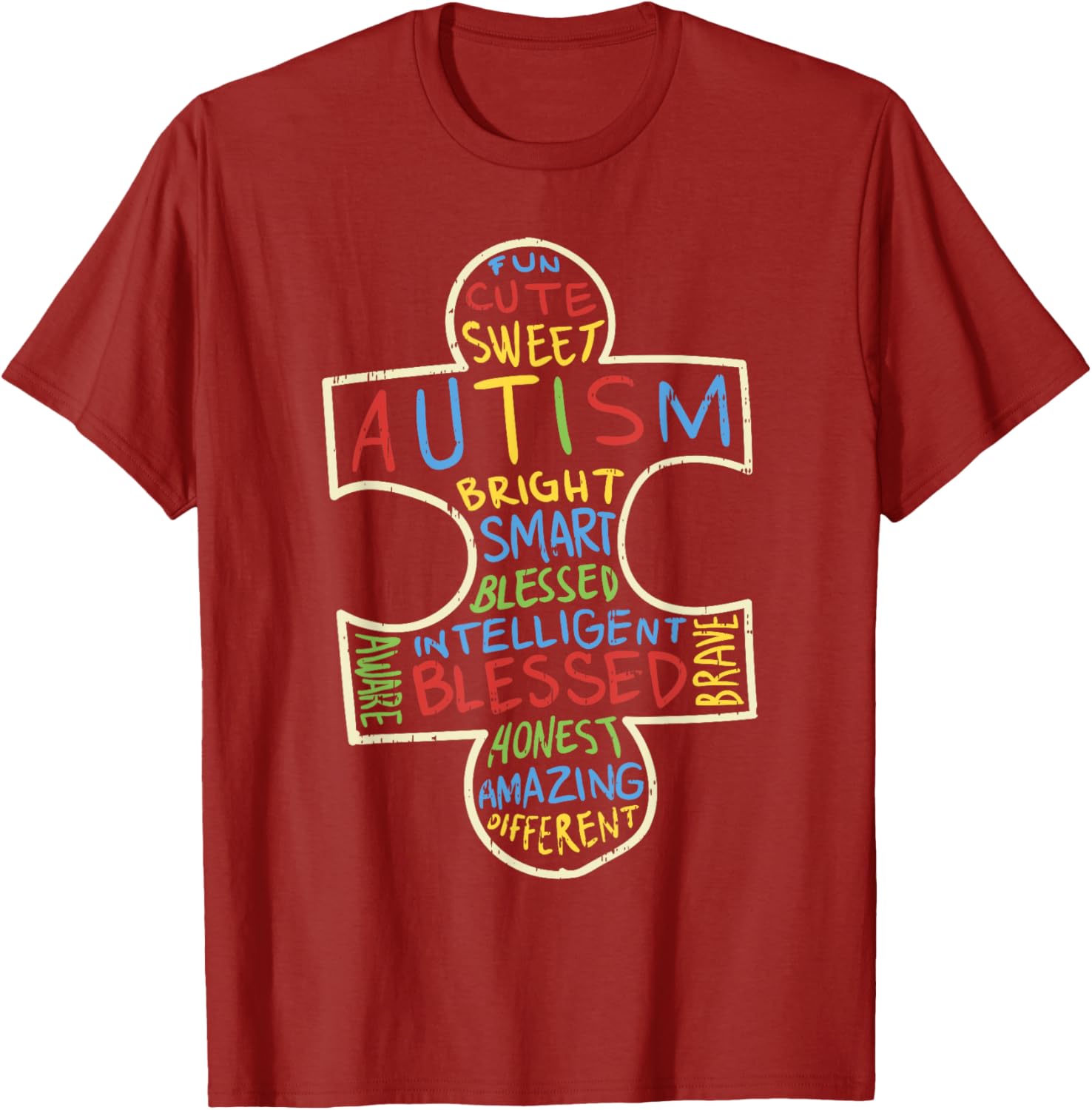 Autism Awareness Shirt Puzzle Piece Words Autistic Gift