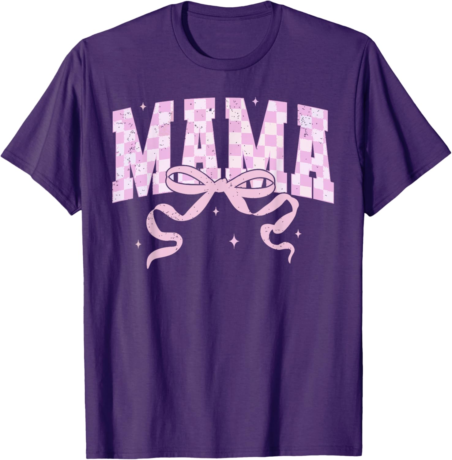 Retro Checkered Mama Coquette Mother's Day Pink Bow