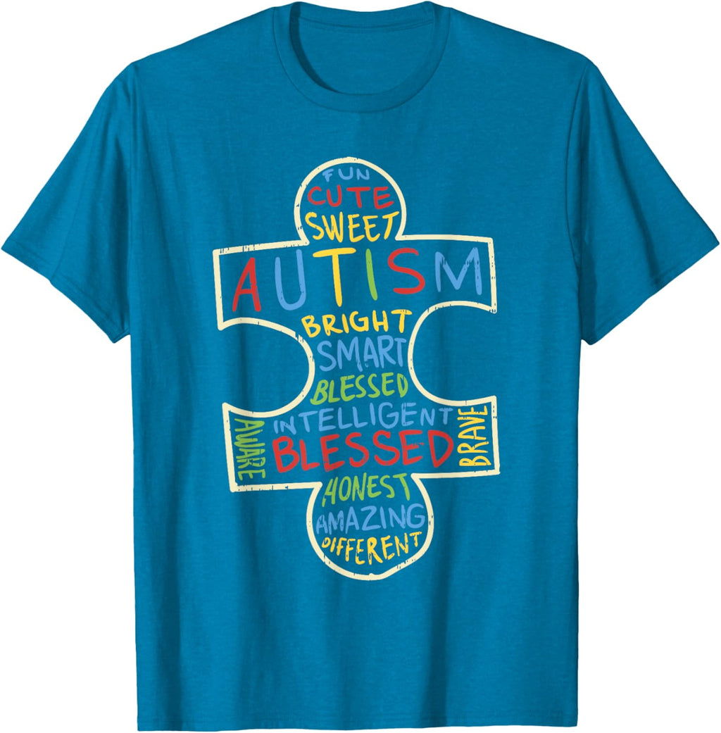 Autism Awareness Shirt Puzzle Piece Words Autistic Gift