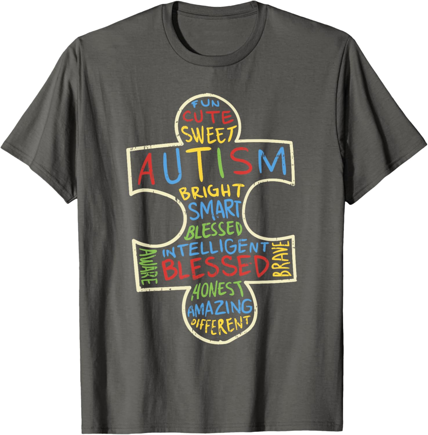 Autism Awareness Shirt Puzzle Piece Words Autistic Gift