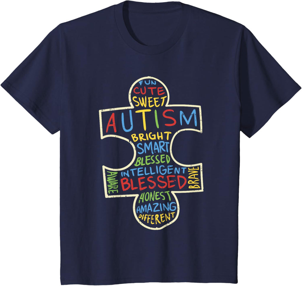 Autism Awareness Shirt Puzzle Piece Words Autistic Gift