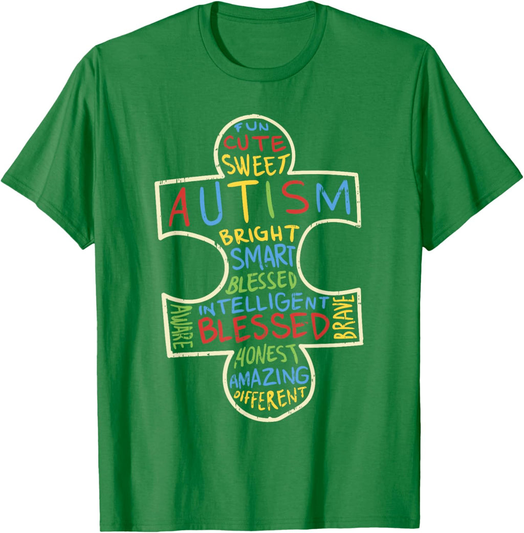 Autism Awareness Shirt Puzzle Piece Words Autistic Gift