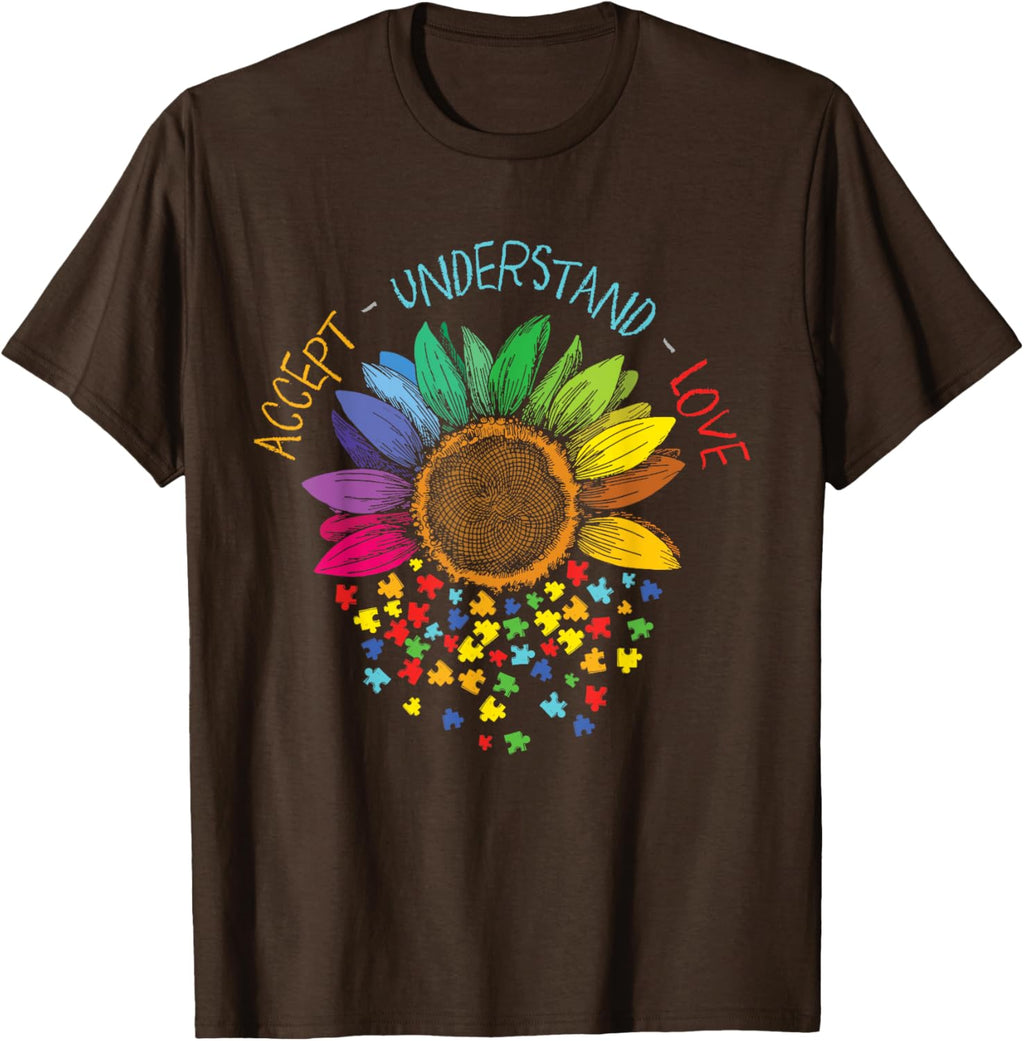 Autism Awareness Accept Understand Love ASD Rainbow Flower