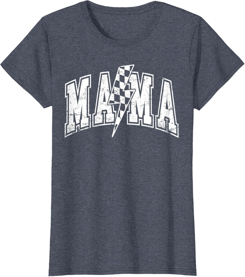 Mama Lightning Bolt Checkered Varsity Mom Women Mother's Day Mother Shirt