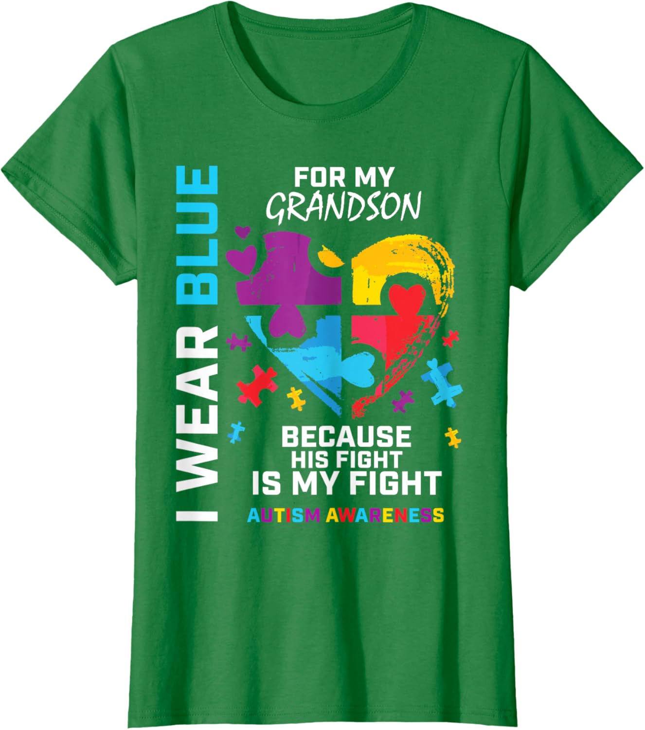 Grandma Grandpa I Wear Blue For My Grandson Autism Awareness