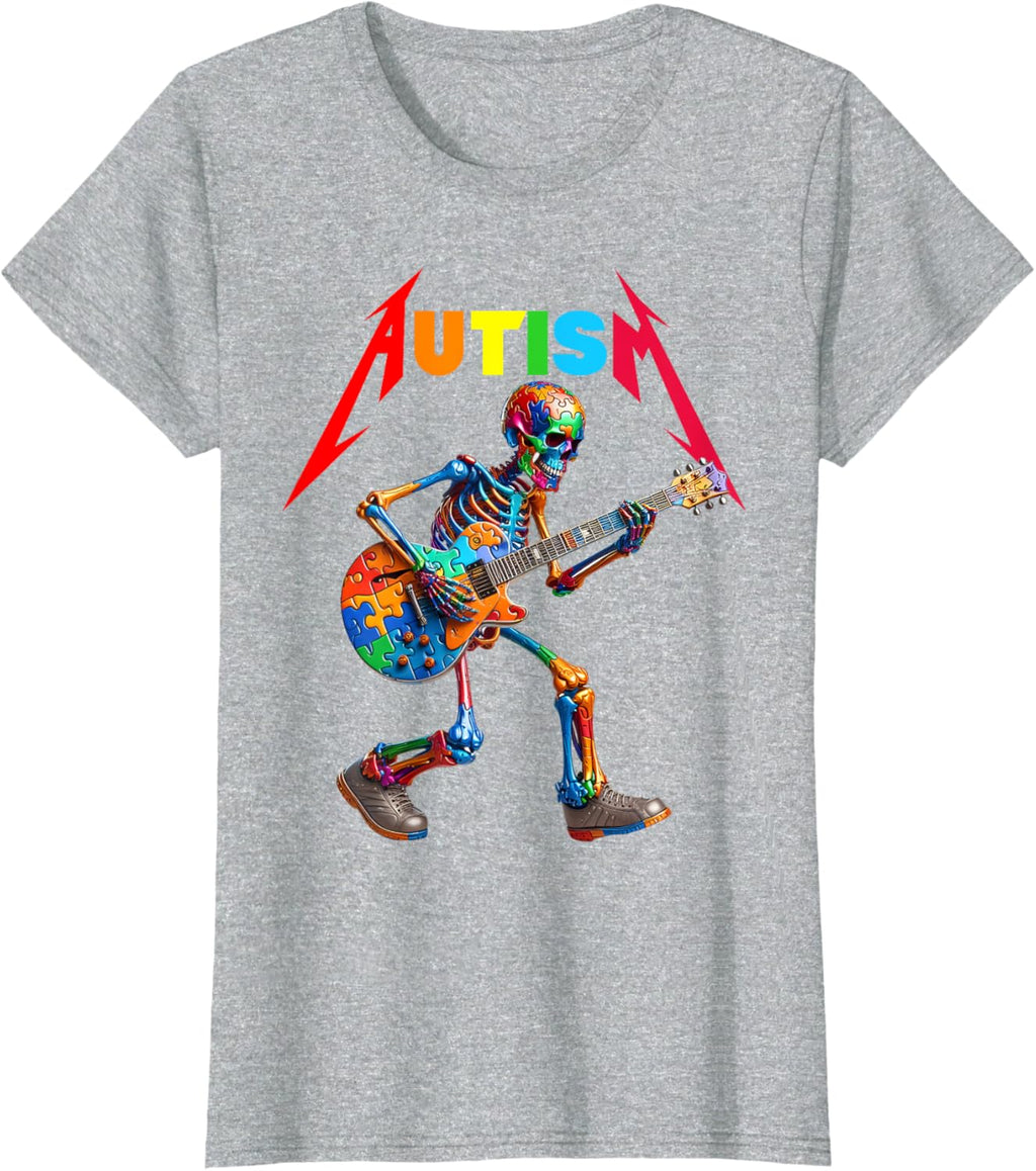 Autism Skeleton Guitar Rock Puzzle Music Autism Awareness