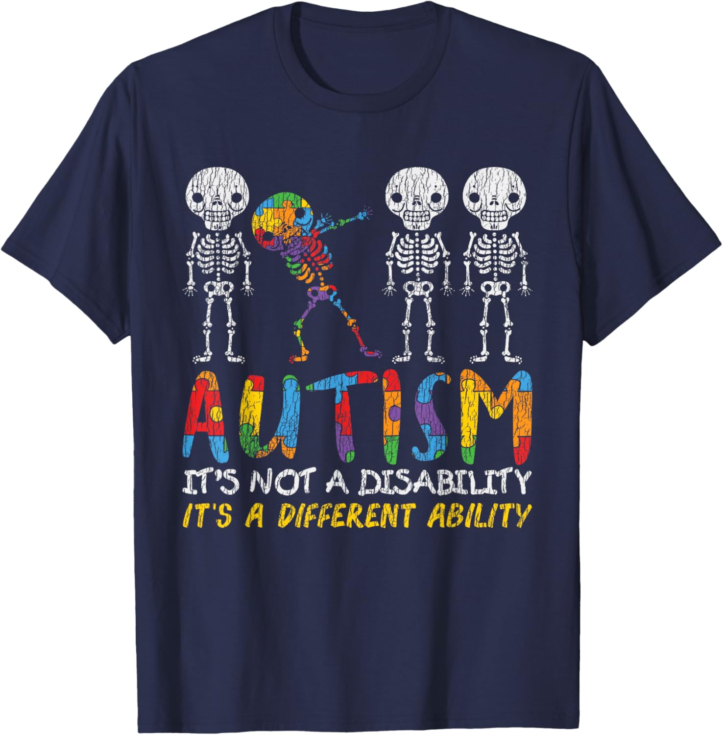 Autism Awerness - Skeleton Dabbing Autistic Kids Awareness