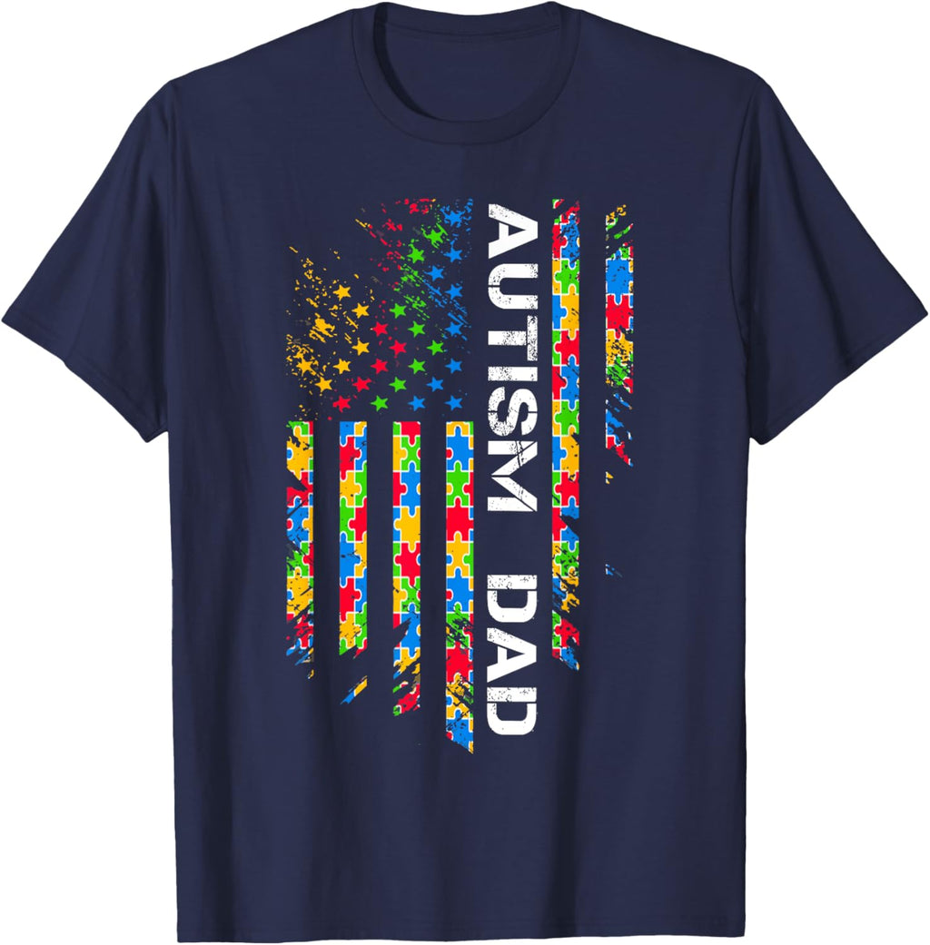 Autism Dad Awareness American Flag USA