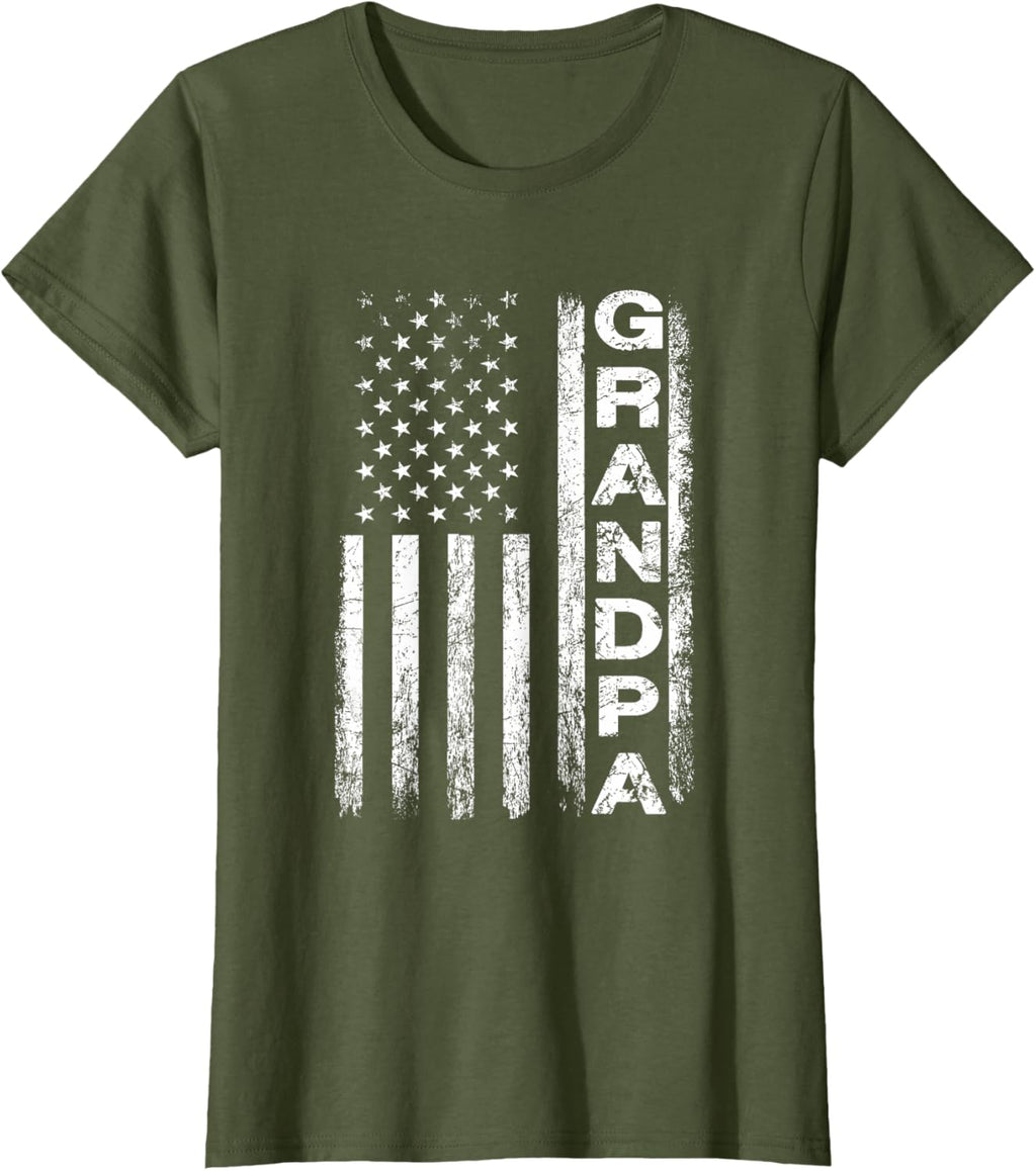 Grandpa Vintage American Flag Father's Day 4th of July Papa