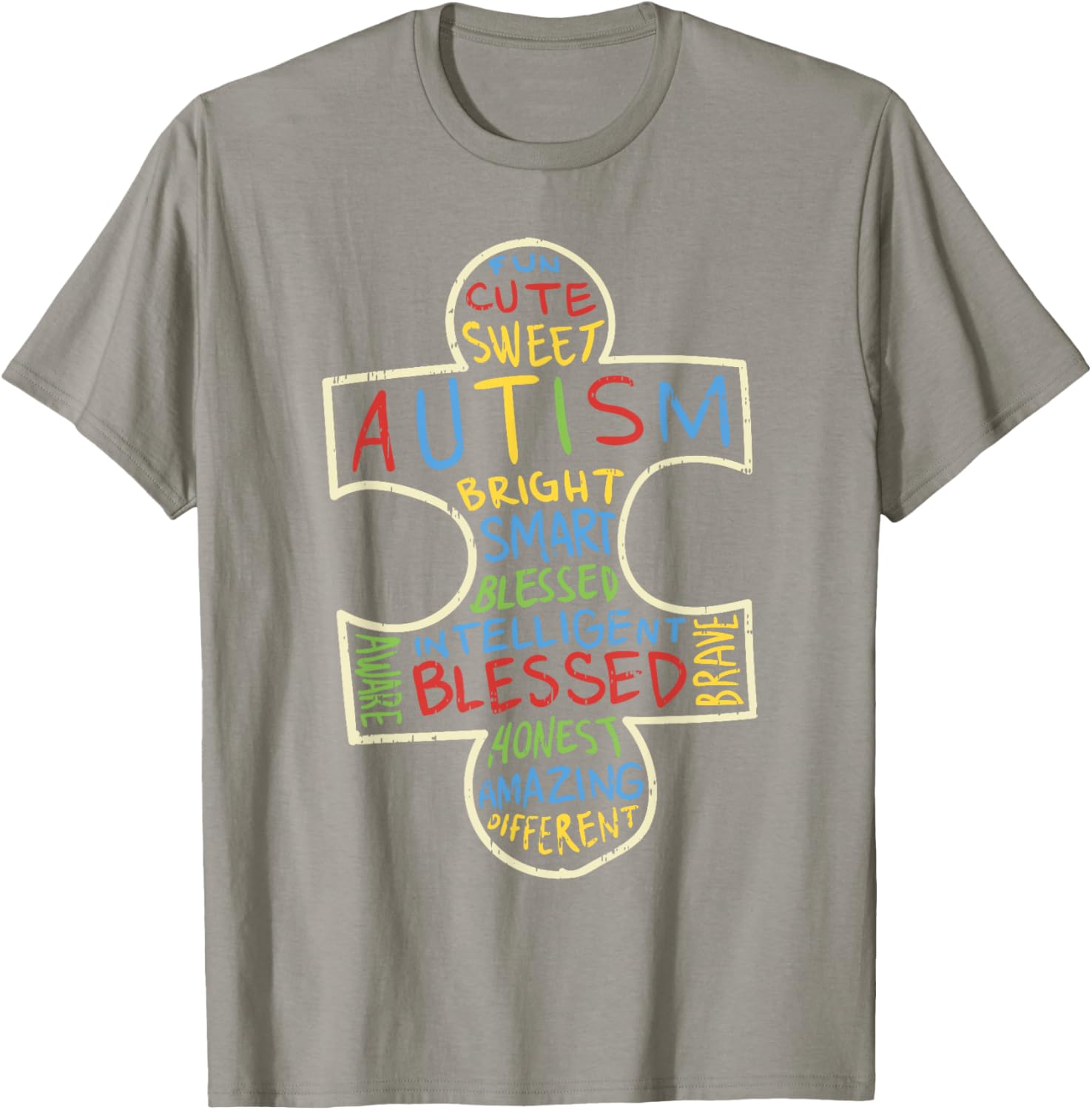Autism Awareness Shirt Puzzle Piece Words Autistic Gift