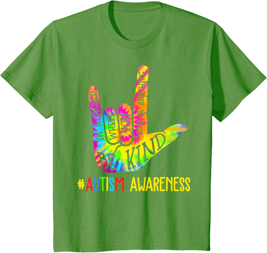 Be Kind ASL Love Sign Language Hand Autism Awareness Tie Dye