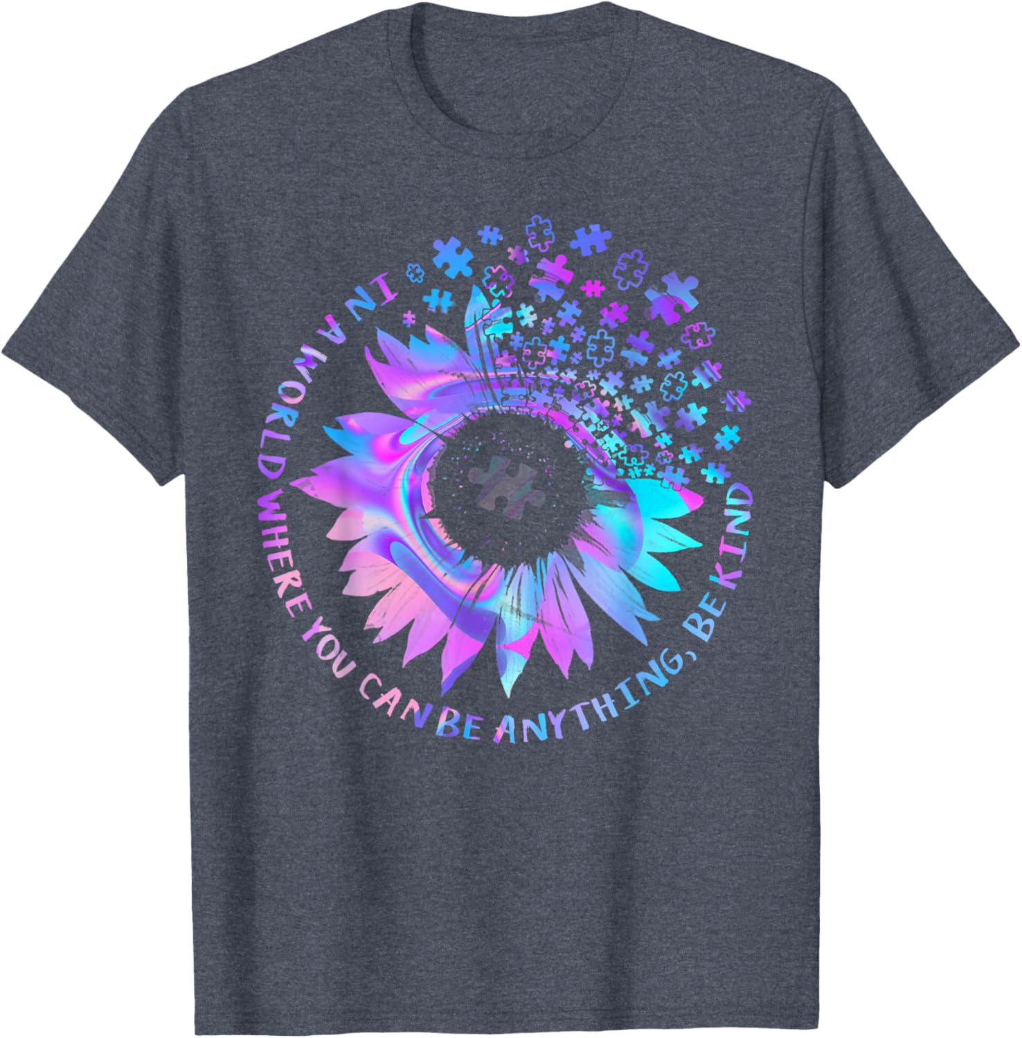 Be Kind Autism Awareness Kindness Sunflower Tie Dye Puzzle