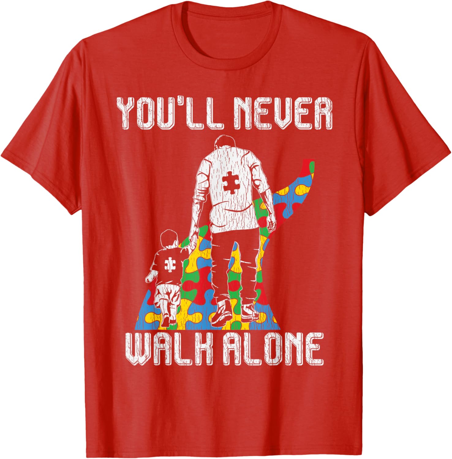 Vintage Father Son Family Autistic Kids Autism Awareness Dad
