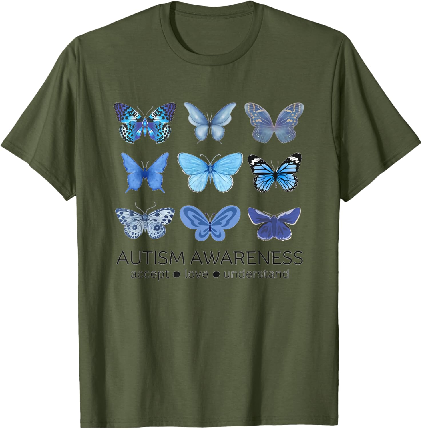 Women In April We Wear Blue Butterfly Autism Mental Health