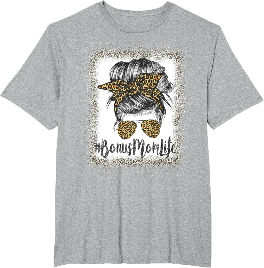 Bonus Mom Life Hair Bandana Glasses Leopard Mother's Day T