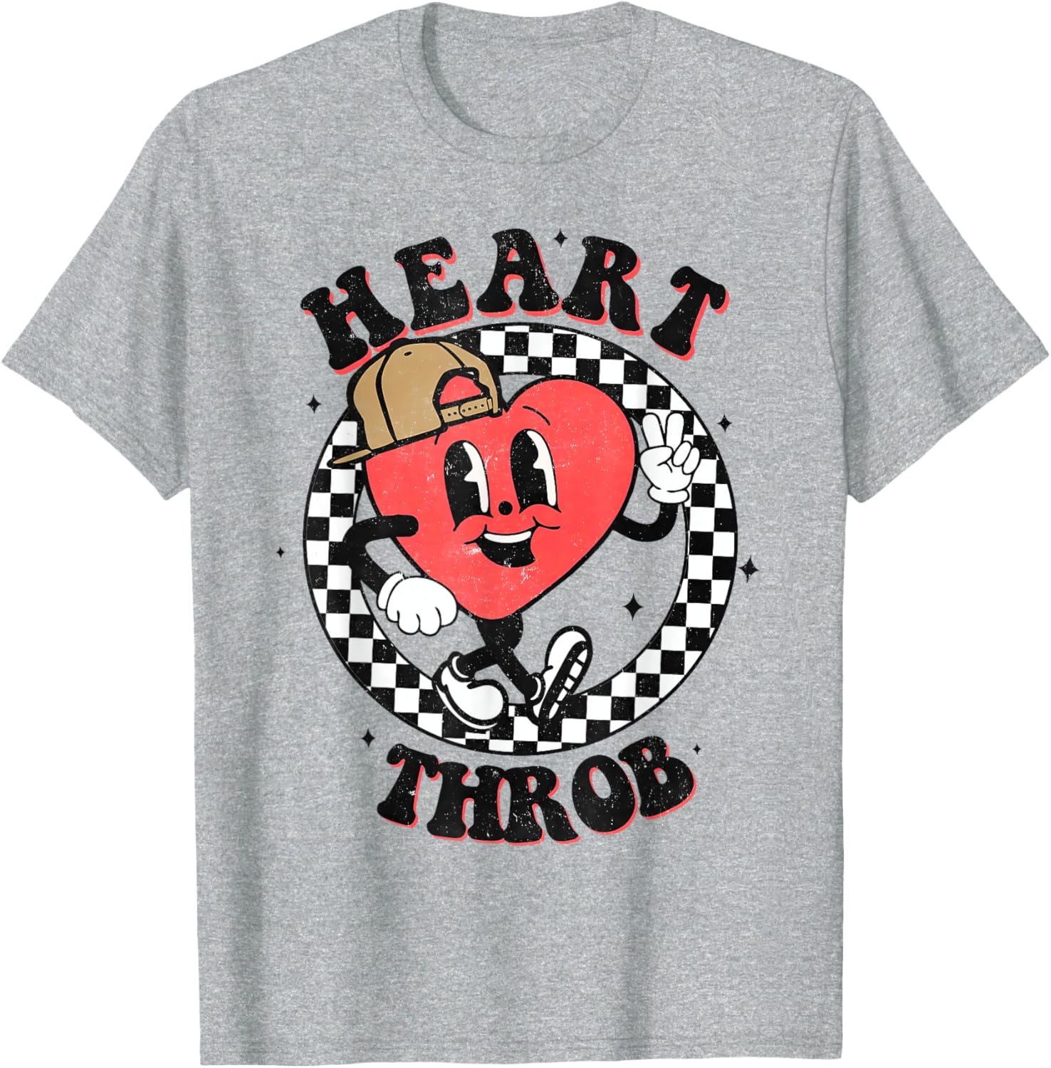 Retro Heart Throb Checkered Kid Preschool Boy Valentines Day