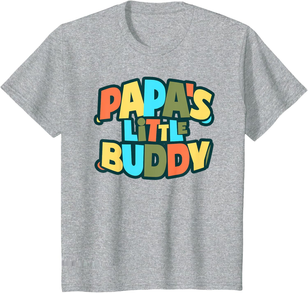 Kids Papa's Little Buddy Shirt Cute Toddlers Fathers Day Outfit